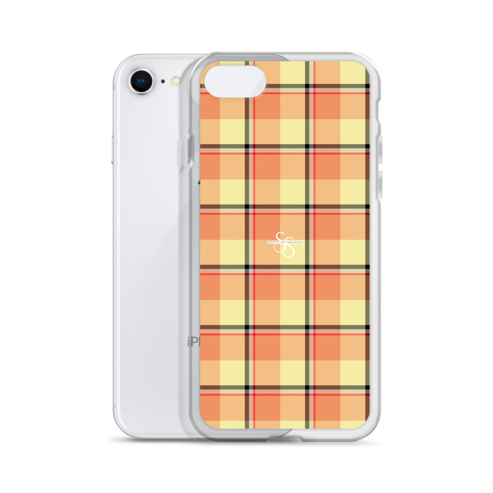 Clear Case for iPhone Claystone and Morning Mist Plaid - Scottish Squares