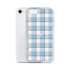 Clear Case for iPhone Pink Cloud and Blue Lagoon Plaid - Scottish Squares