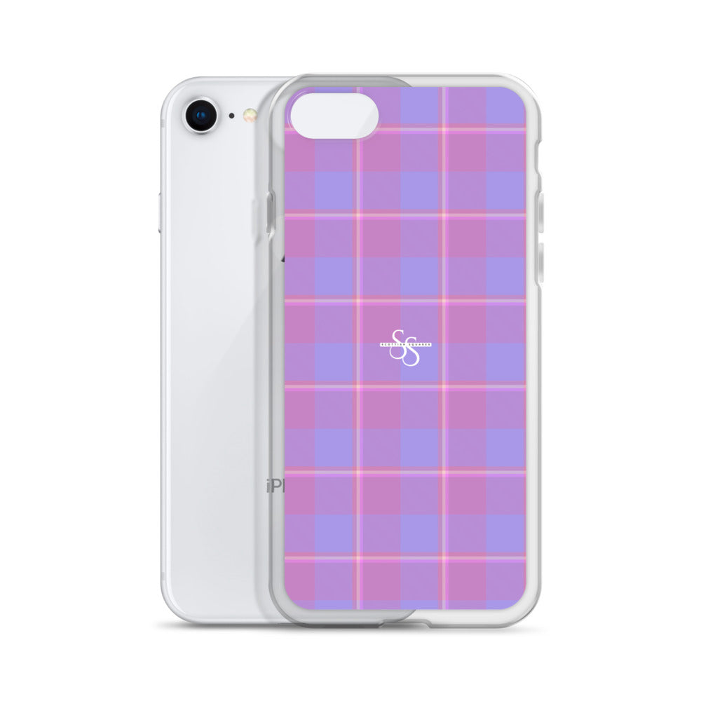 Clear Case for iPhone Viola and Dull Lavender Plaid - Scottish Squares