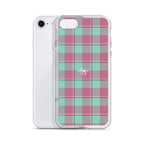 Clear Case for iPhone Vista Blue and Turkish Rose Plaid - Scottish Squares