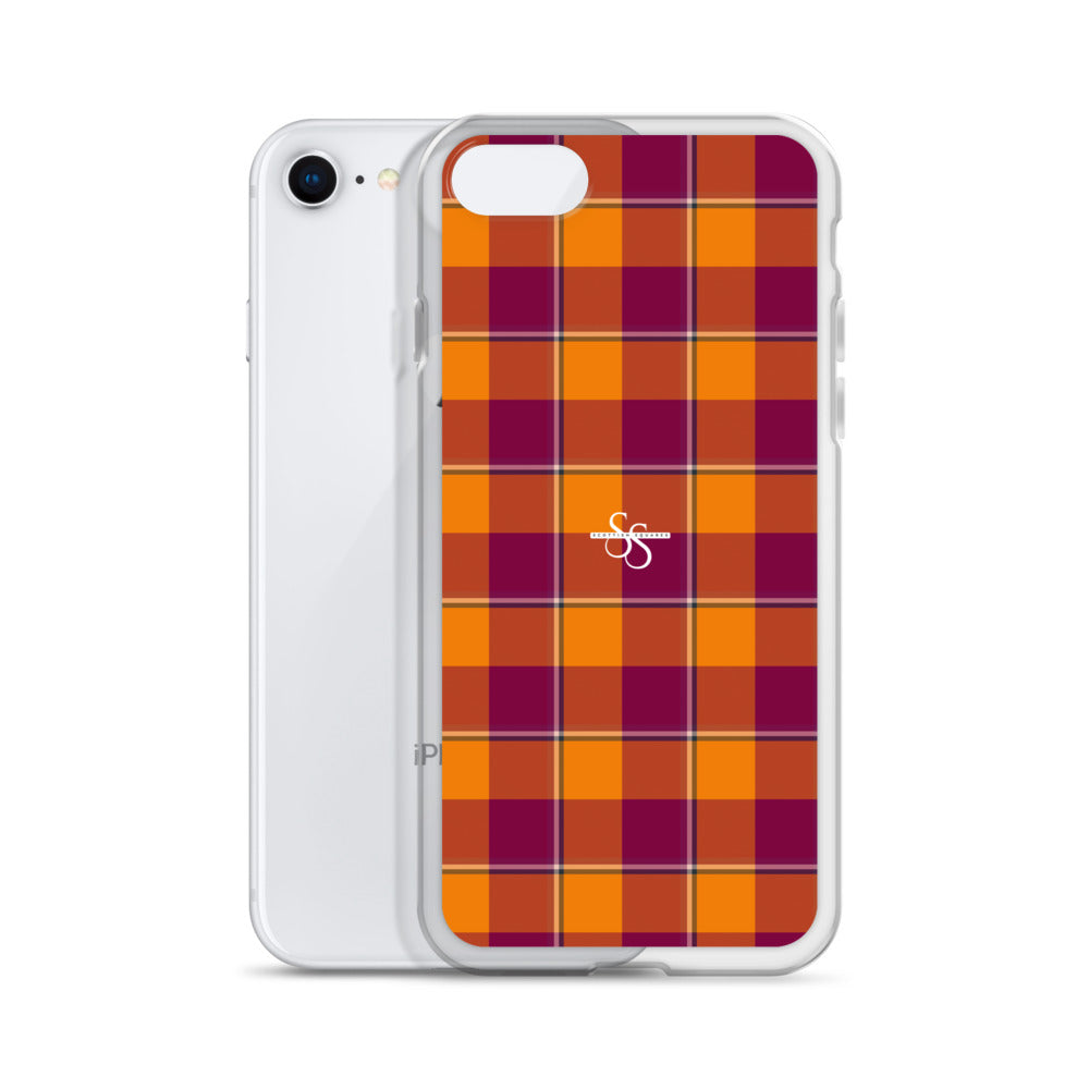 Clear Case for iPhone Tahiti Gold and Rose Bud Cherry Plaid - Scottish Squares