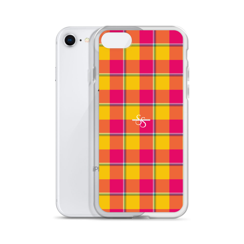 Clear Case for iPhone Corn and Razzmatazz Plaid - Scottish Squares