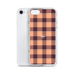 Clear Case for iPhone Hit Pink and Livid Brown Plaid - Scottish Squares