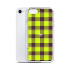 Clear Case for iPhone Electric Lime and Livid Brown Plaid - Scottish Squares