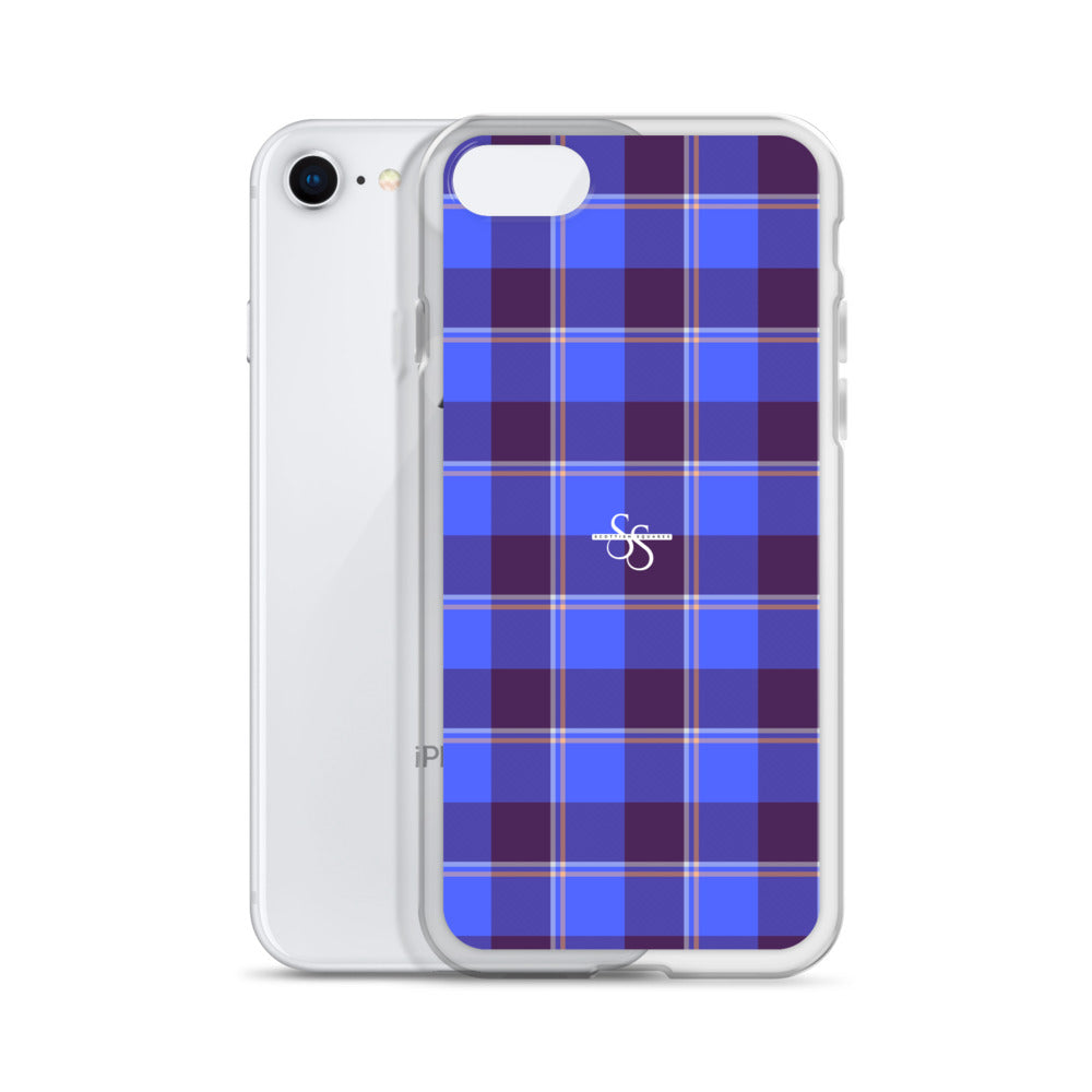 Clear Case for iPhone Cornflower Blue and Livid Brown Plaid - Scottish Squares