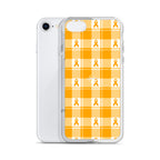 Clear Case for iPhone Kidney Cancer Awareness Plaid, Orange Ribbon, Supportive Gift - Scottish Squares