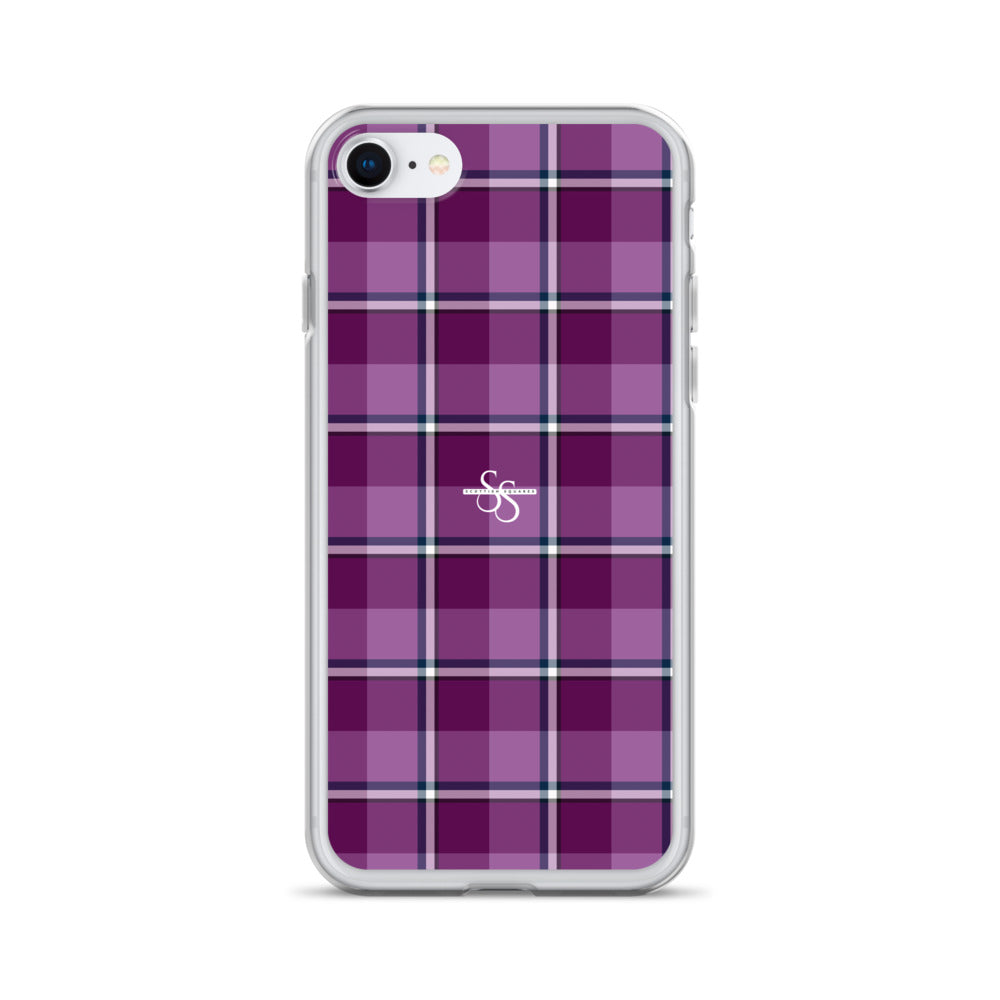 Clear Case for iPhone Purple and Trendy Pink Plaid iPhone SE - Scottish Squares