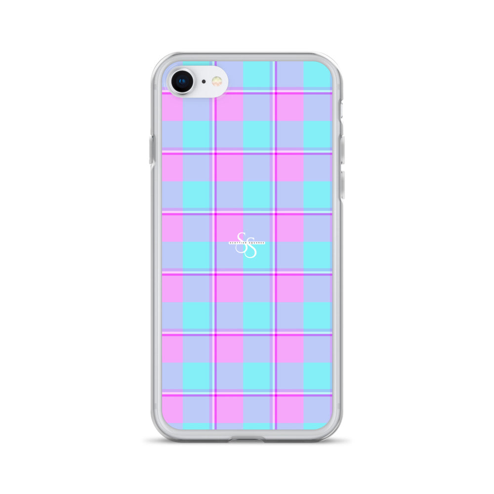 Clear Case for iPhone Mauve and Coastal Mist Plaid iPhone SE - Scottish Squares