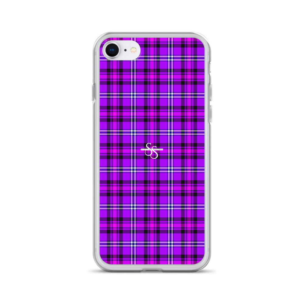 Clear Case for iPhone Electric Violet and Fuchsia Plaid iPhone SE - Scottish Squares