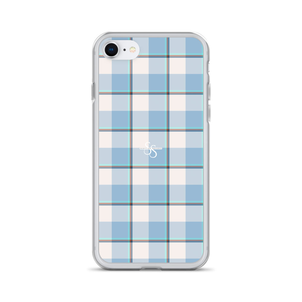 Clear Case for iPhone Pink Cloud and Blue Lagoon Plaid iPhone SE - Scottish Squares