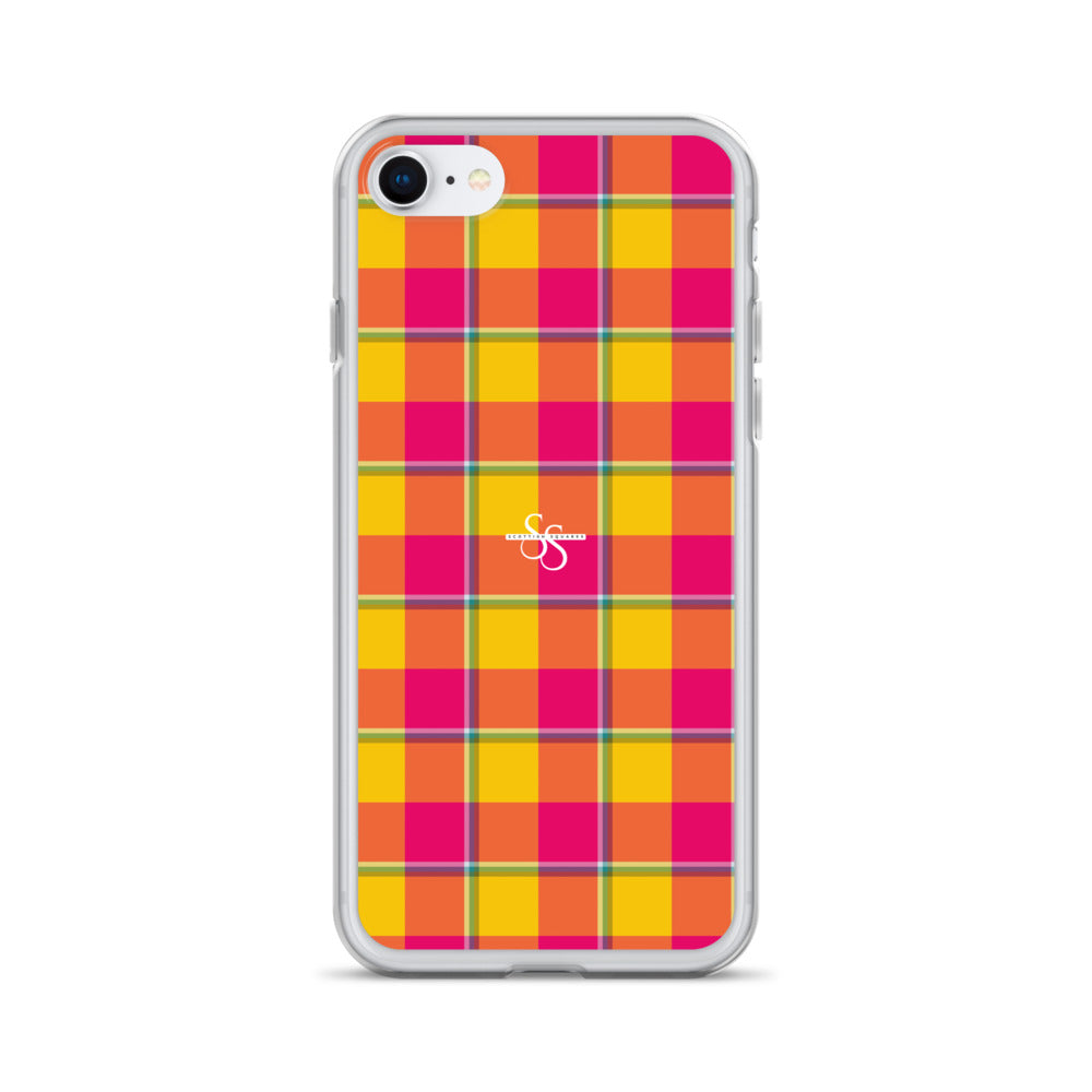 Clear Case for iPhone Corn and Razzmatazz Plaid iPhone SE - Scottish Squares