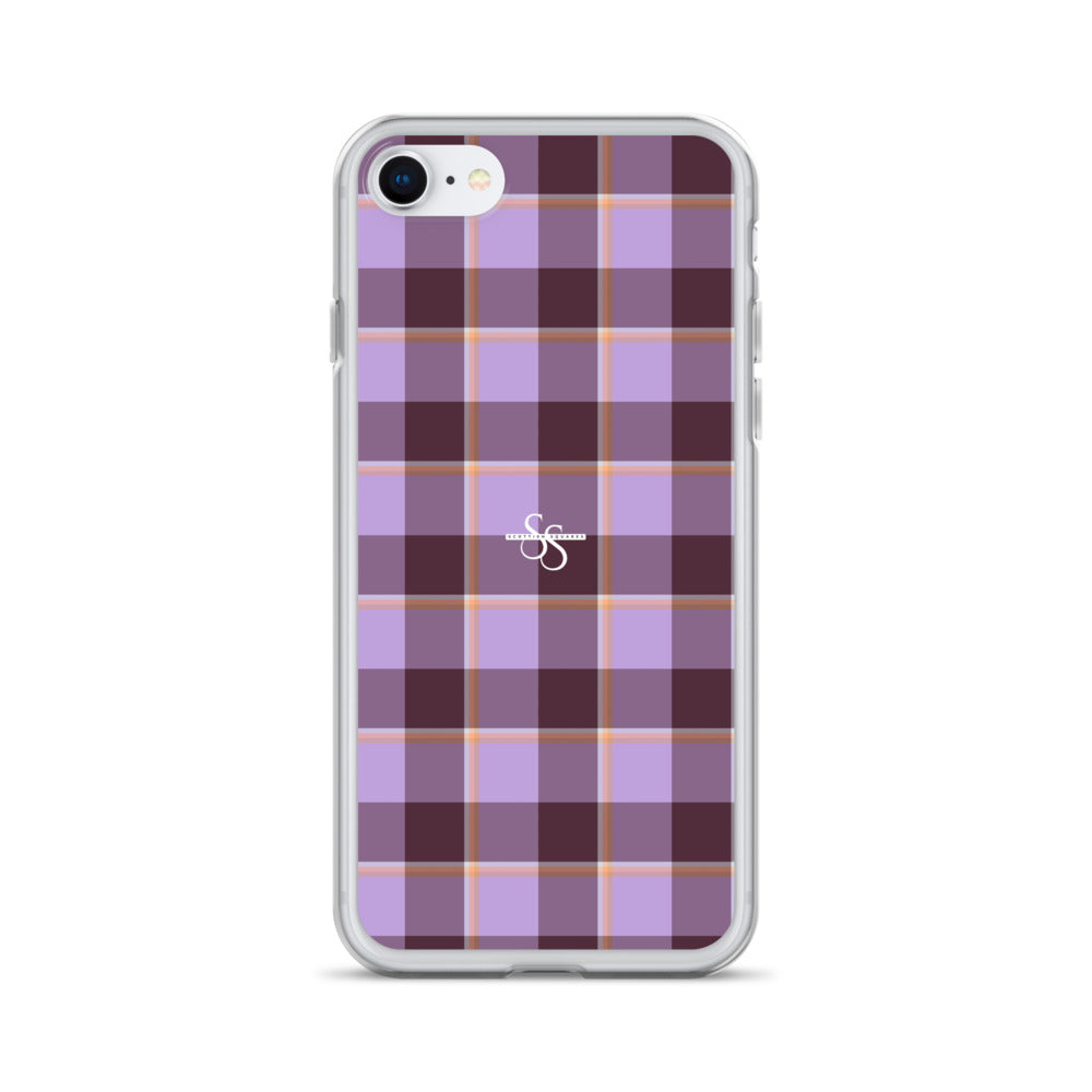 Clear Case for iPhone Light Wisteria and Livid Brown Plaid iPhone SE - Scottish Squares