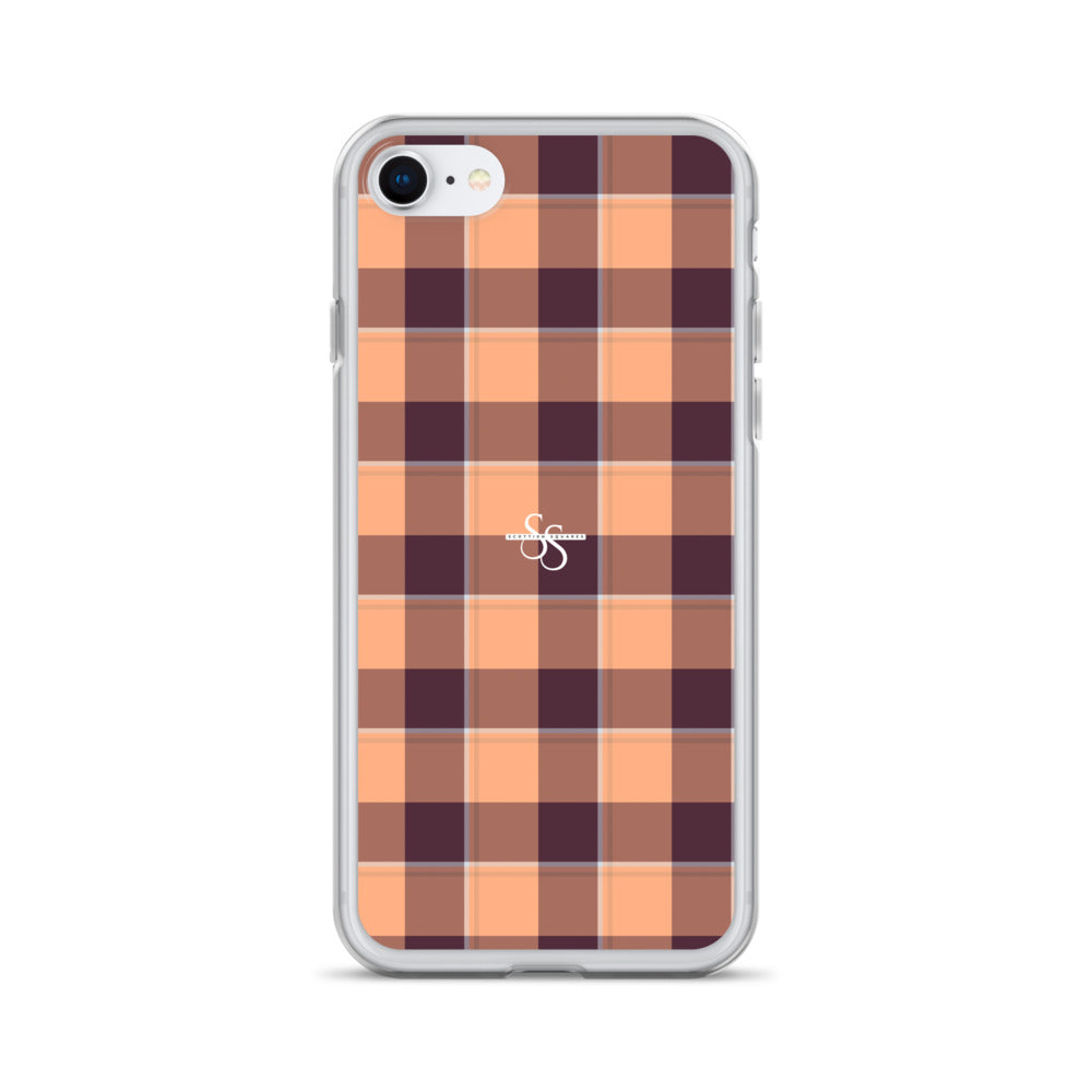 Clear Case for iPhone Hit Pink and Livid Brown Plaid iPhone SE - Scottish Squares