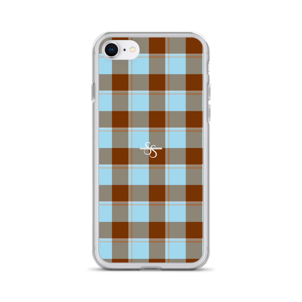 Clear Case for iPhone Blizzard Blue and Livid Brown Plaid iPhone SE - Scottish Squares