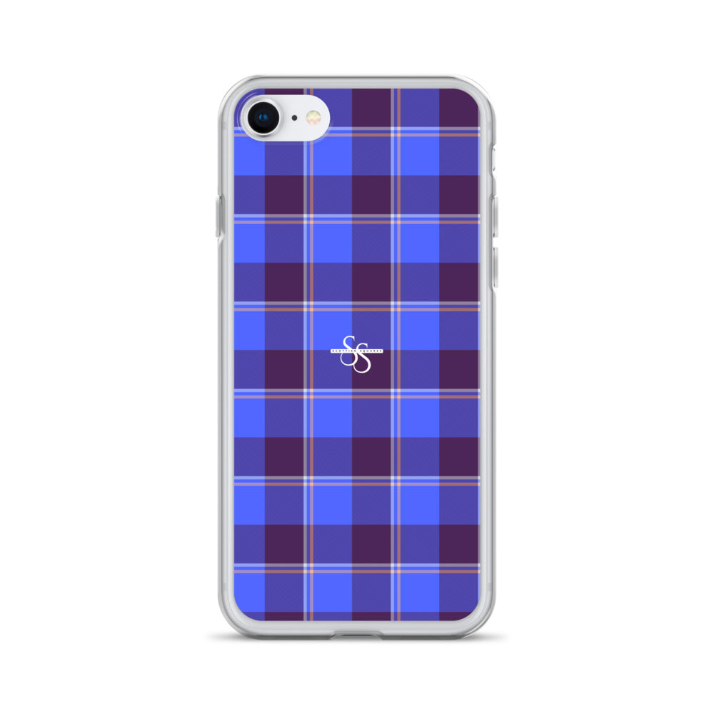 Clear Case for iPhone Cornflower Blue and Livid Brown Plaid iPhone SE - Scottish Squares