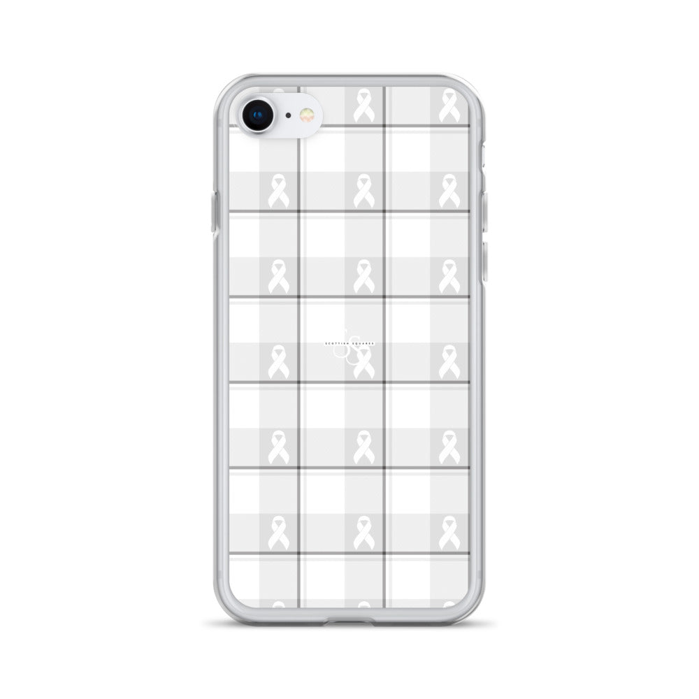 Clear Case for iPhone Lung Cancer Awareness Plaid, White Ribbon, Supportive Gift iPhone SE - Scottish Squares