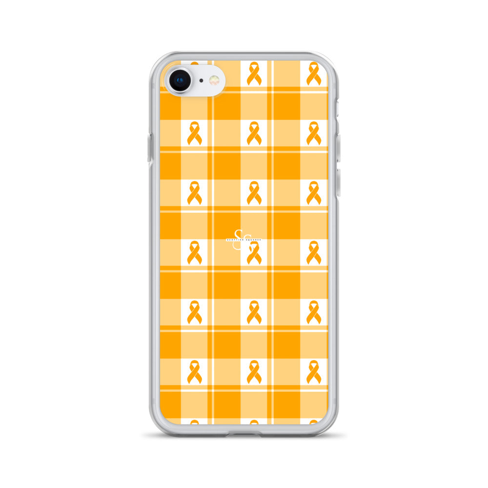 Clear Case for iPhone Kidney Cancer Awareness Plaid, Orange Ribbon, Supportive Gift iPhone SE - Scottish Squares
