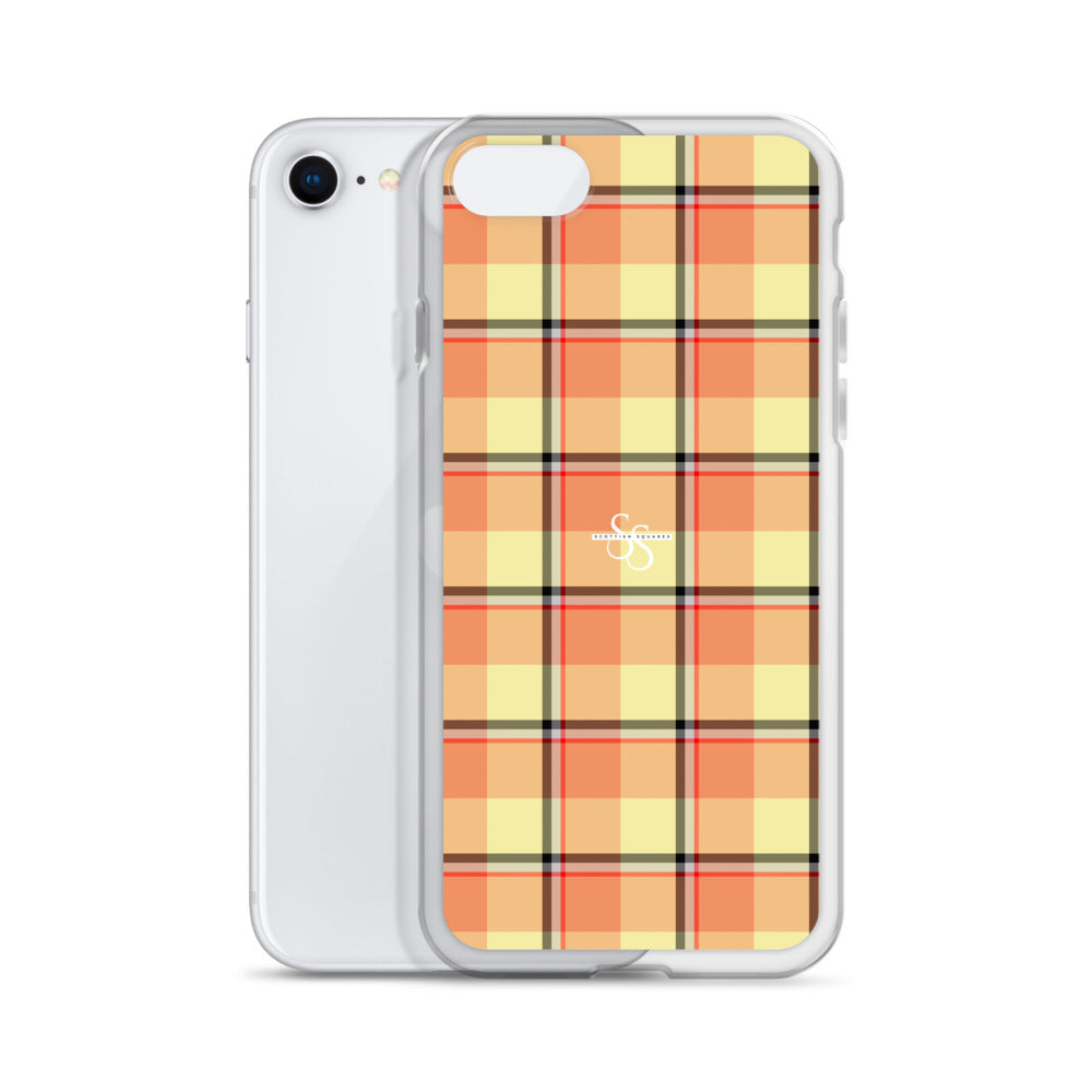 Clear Case for iPhone Claystone and Morning Mist Plaid - Scottish Squares