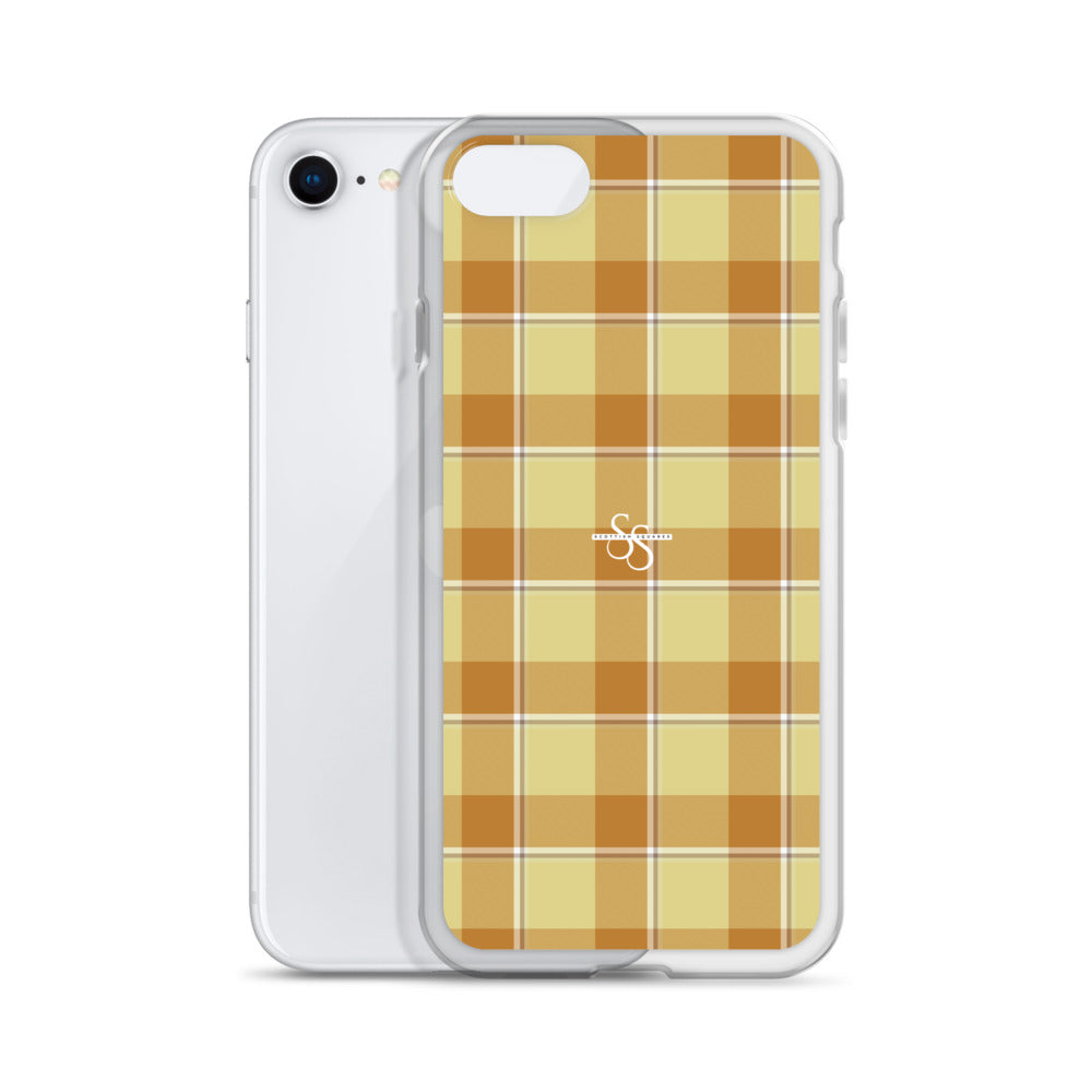 Clear Case for iPhone Zombie and Copper Plaid - Scottish Squares