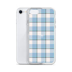 Clear Case for iPhone Pink Cloud and Blue Lagoon Plaid - Scottish Squares