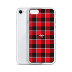 Clear Case for iPhone Red Ribbon and Heavy Metal Plaid - Scottish Squares