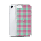 Clear Case for iPhone Vista Blue and Turkish Rose Plaid - Scottish Squares