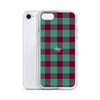 Clear Case for iPhone Ocean Green and Mulberry Wood Plaid - Scottish Squares