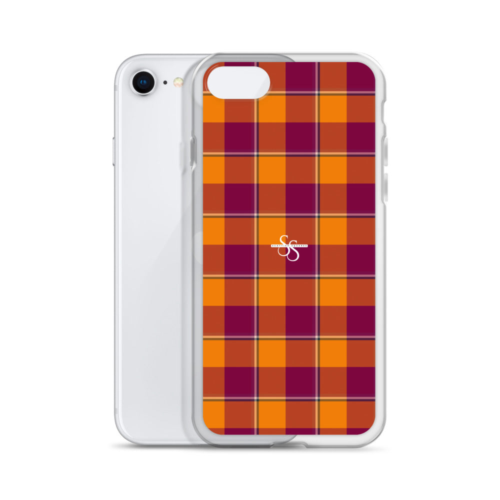 Clear Case for iPhone Tahiti Gold and Rose Bud Cherry Plaid - Scottish Squares