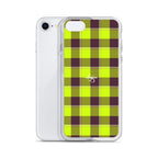 Clear Case for iPhone Electric Lime and Livid Brown Plaid - Scottish Squares