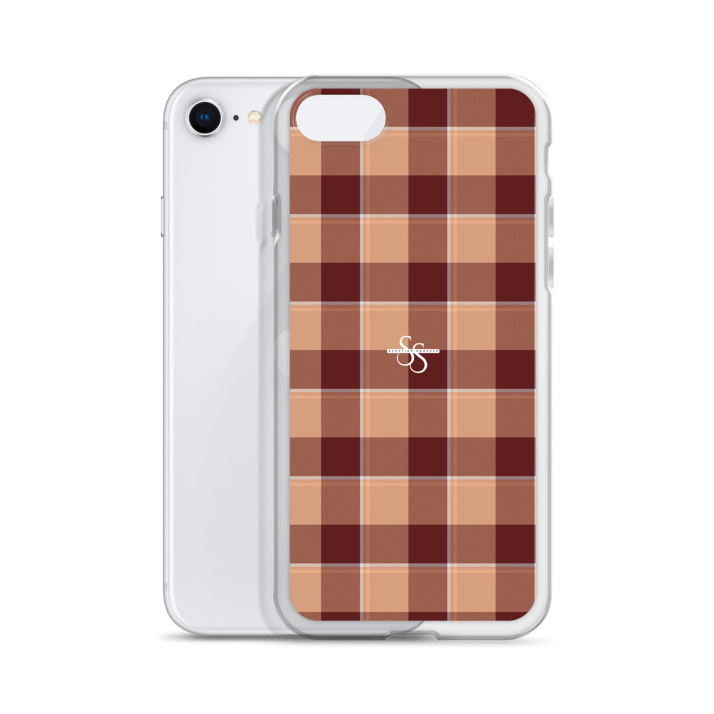 Clear Case for iPhone Whiskey and Livid Brown Plaid - Scottish Squares
