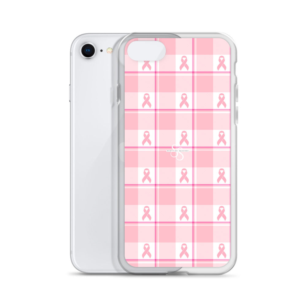 Clear Case for iPhone Breast Cancer Awareness Plaid - Scottish Squares