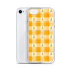 Clear Case for iPhone Kidney Cancer Awareness Plaid, Orange Ribbon, Supportive Gift - Scottish Squares
