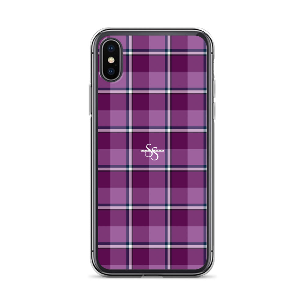 Clear Case for iPhone Purple and Trendy Pink Plaid iPhone X XS - Scottish Squares