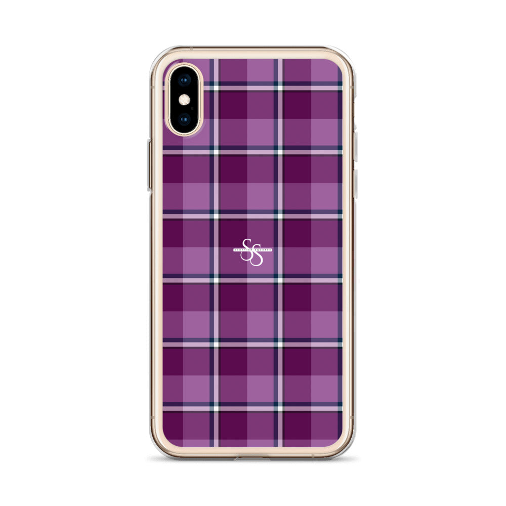 Clear Case for iPhone Purple and Trendy Pink Plaid - Scottish Squares