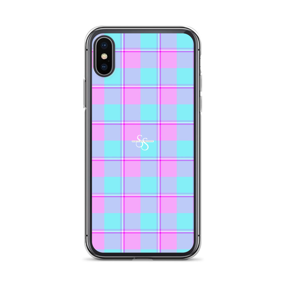Clear Case for iPhone Mauve and Coastal Mist Plaid iPhone X XS - Scottish Squares