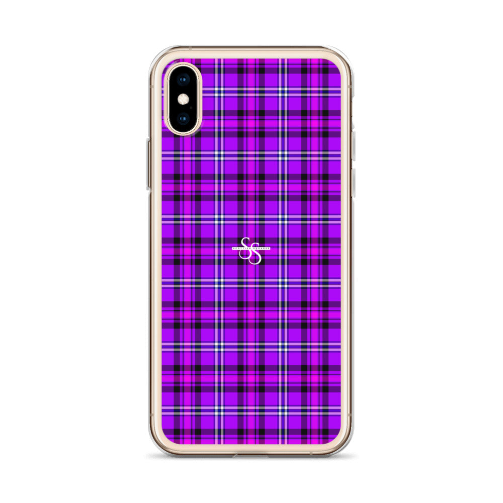 Clear Case for iPhone Electric Violet and Fuchsia Plaid - Scottish Squares