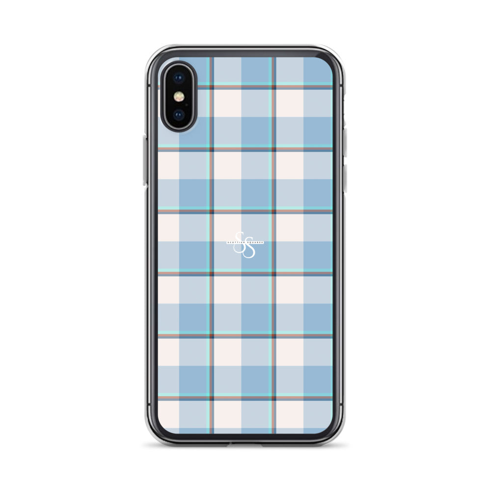 Clear Case for iPhone Pink Cloud and Blue Lagoon Plaid iPhone X XS - Scottish Squares