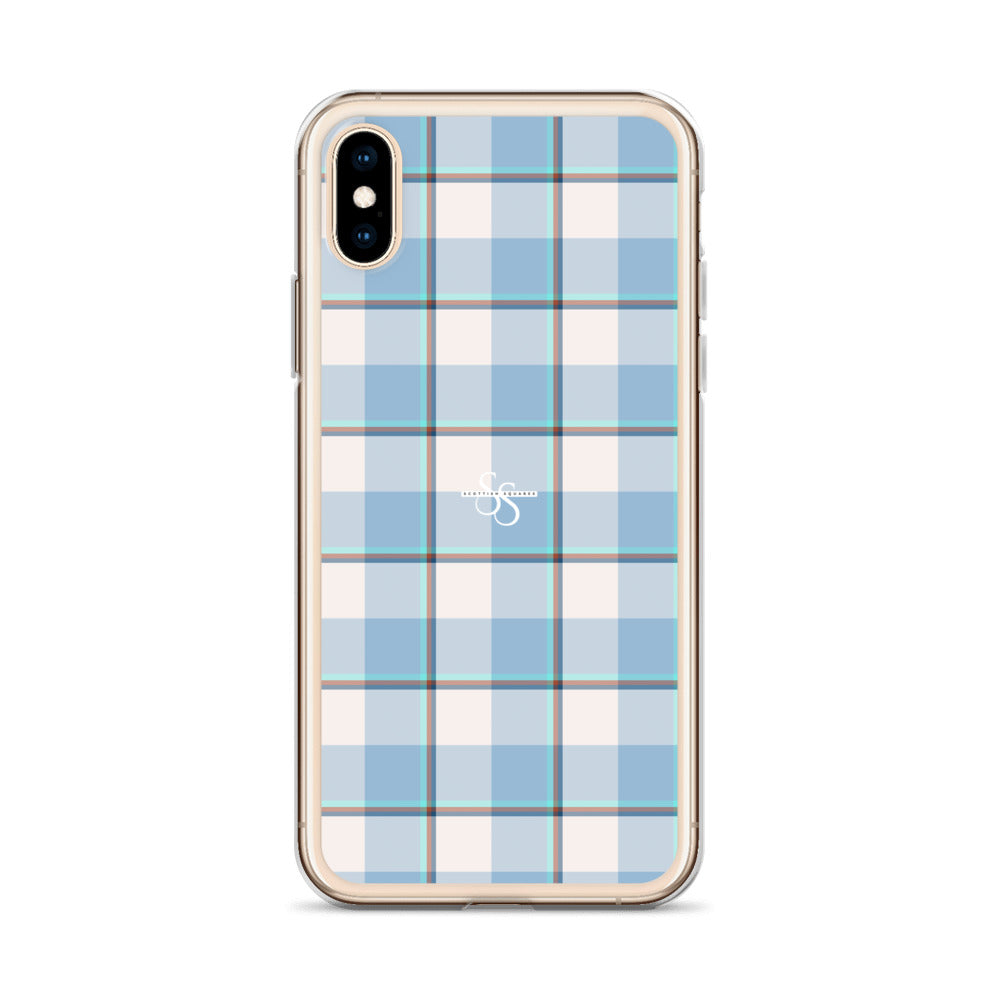 Clear Case for iPhone Pink Cloud and Blue Lagoon Plaid - Scottish Squares