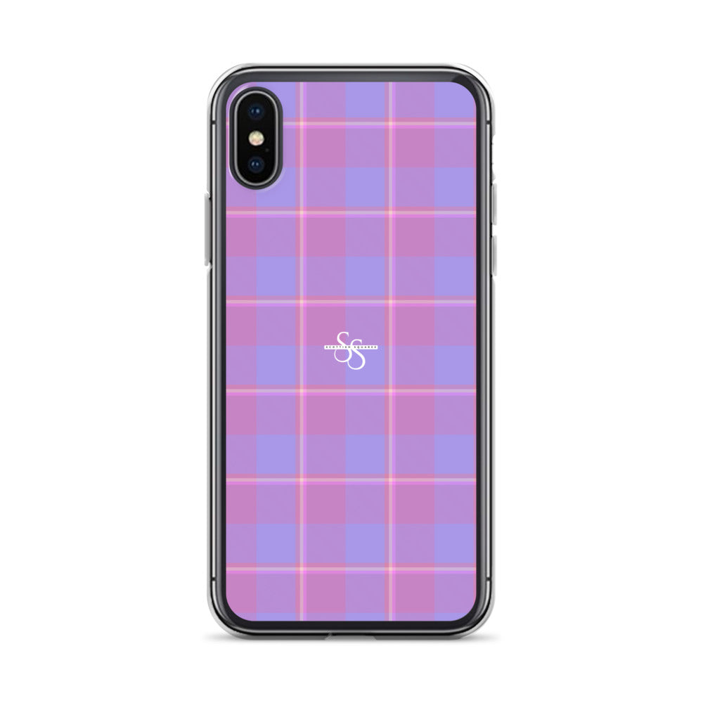 Clear Case for iPhone Viola and Dull Lavender Plaid iPhone X XS - Scottish Squares