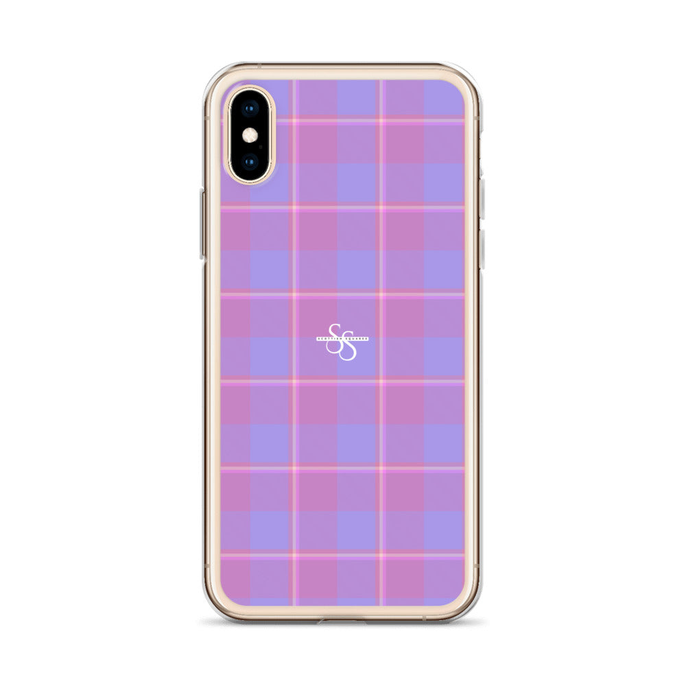 Clear Case for iPhone Viola and Dull Lavender Plaid - Scottish Squares