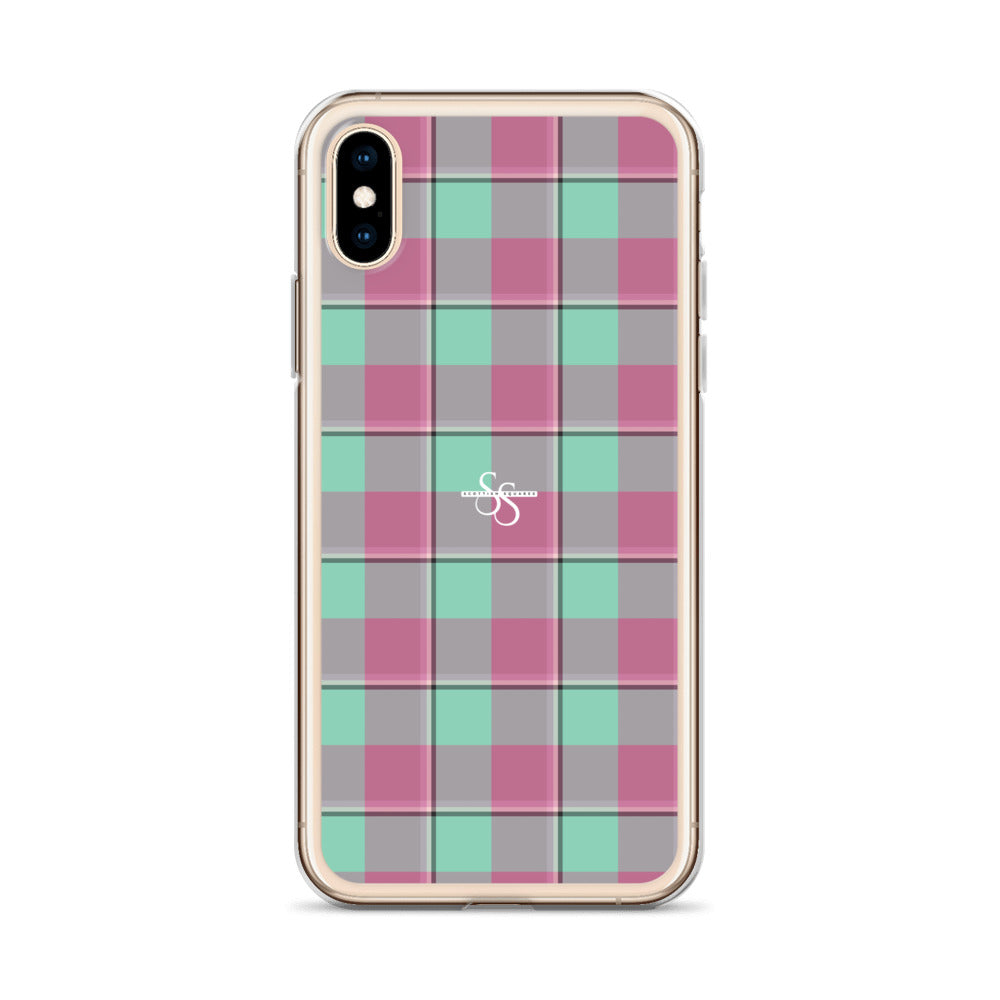 Clear Case for iPhone Vista Blue and Turkish Rose Plaid - Scottish Squares