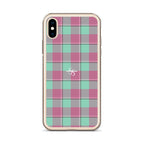 Clear Case for iPhone Vista Blue and Turkish Rose Plaid - Scottish Squares