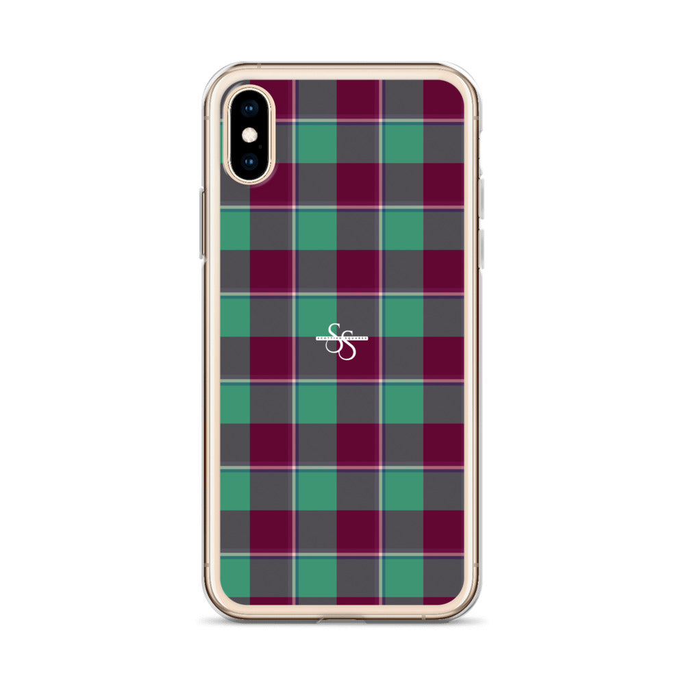 Clear Case for iPhone Ocean Green and Mulberry Wood Plaid - Scottish Squares