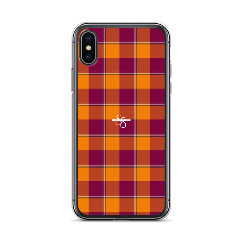 Clear Case for iPhone Tahiti Gold and Rose Bud Cherry Plaid iPhone X XS - Scottish Squares