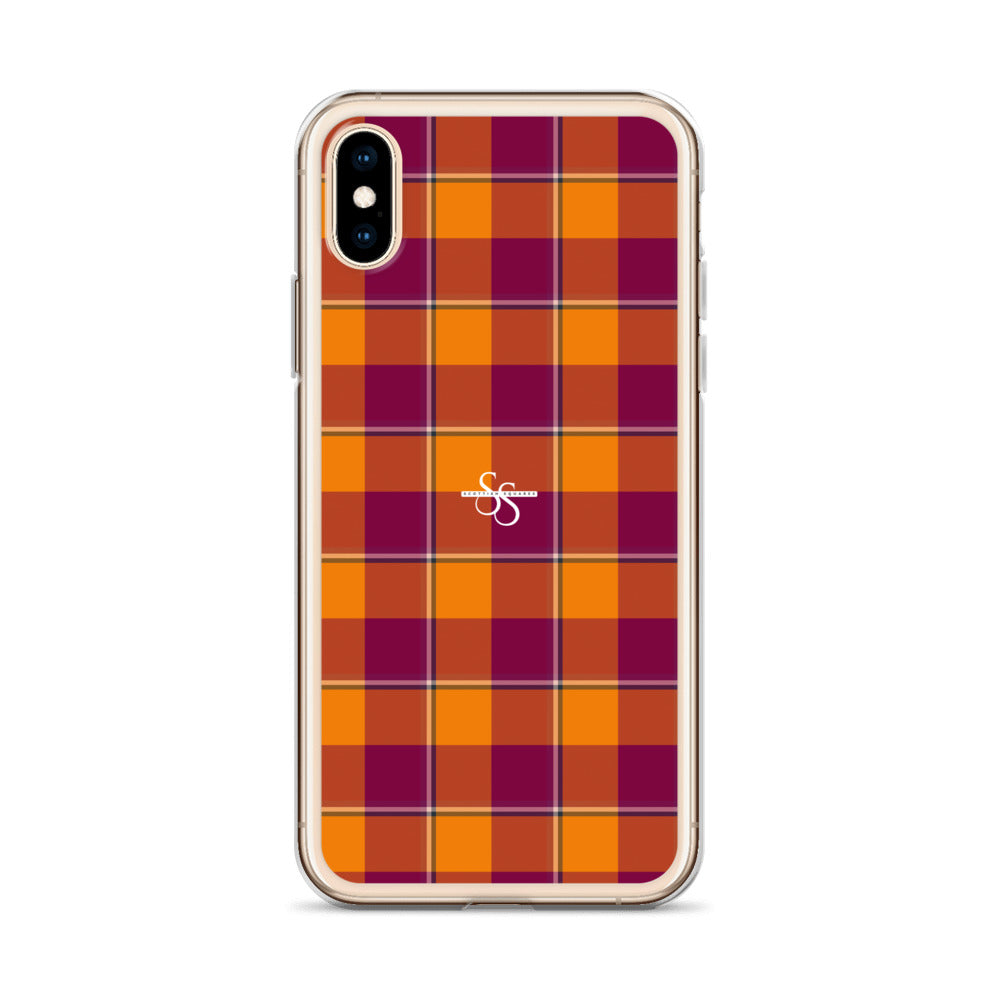Clear Case for iPhone Tahiti Gold and Rose Bud Cherry Plaid - Scottish Squares