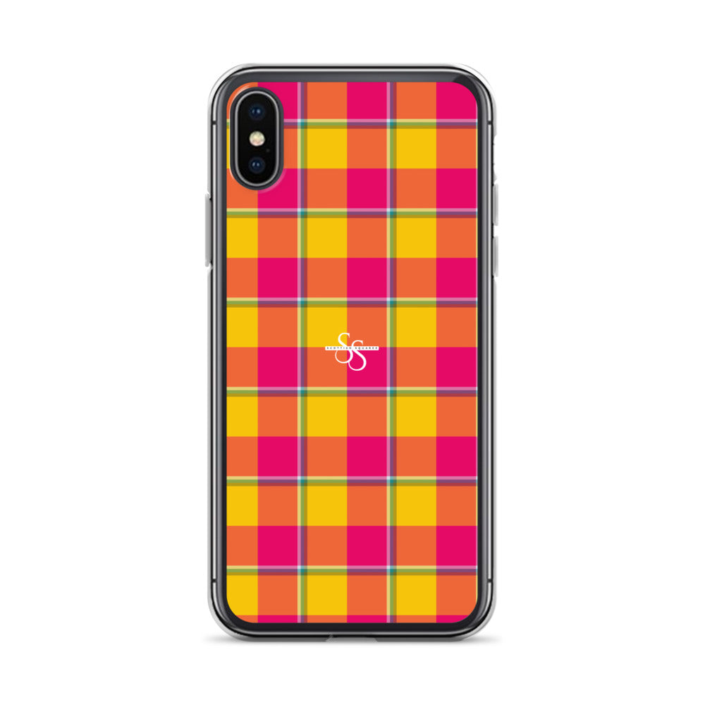 Clear Case for iPhone Corn and Razzmatazz Plaid iPhone X XS - Scottish Squares