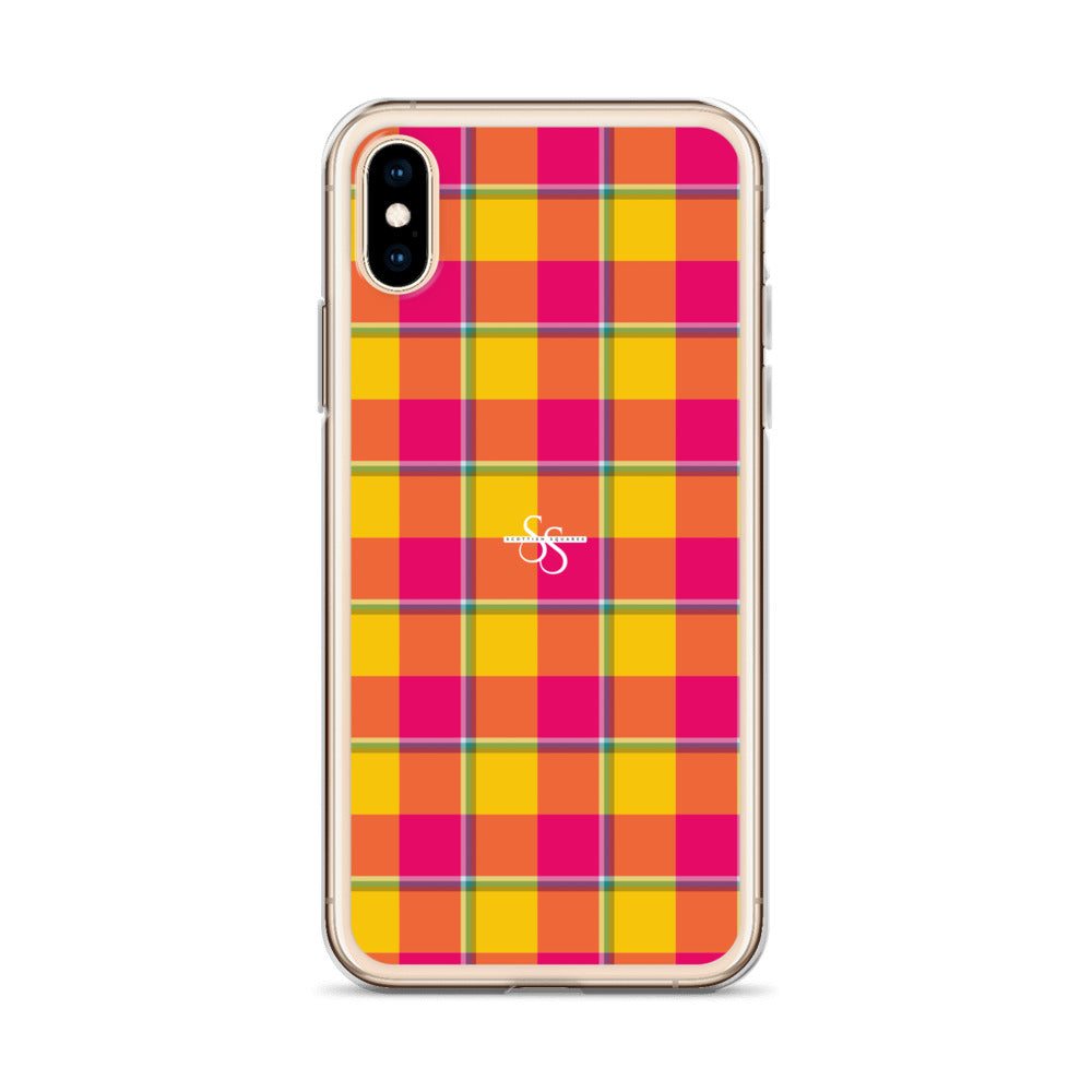 Clear Case for iPhone Corn and Razzmatazz Plaid - Scottish Squares