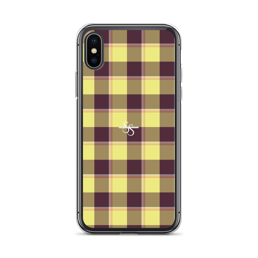 Clear Case for iPhone Flax and Livid Brown Plaid iPhone X XS - Scottish Squares