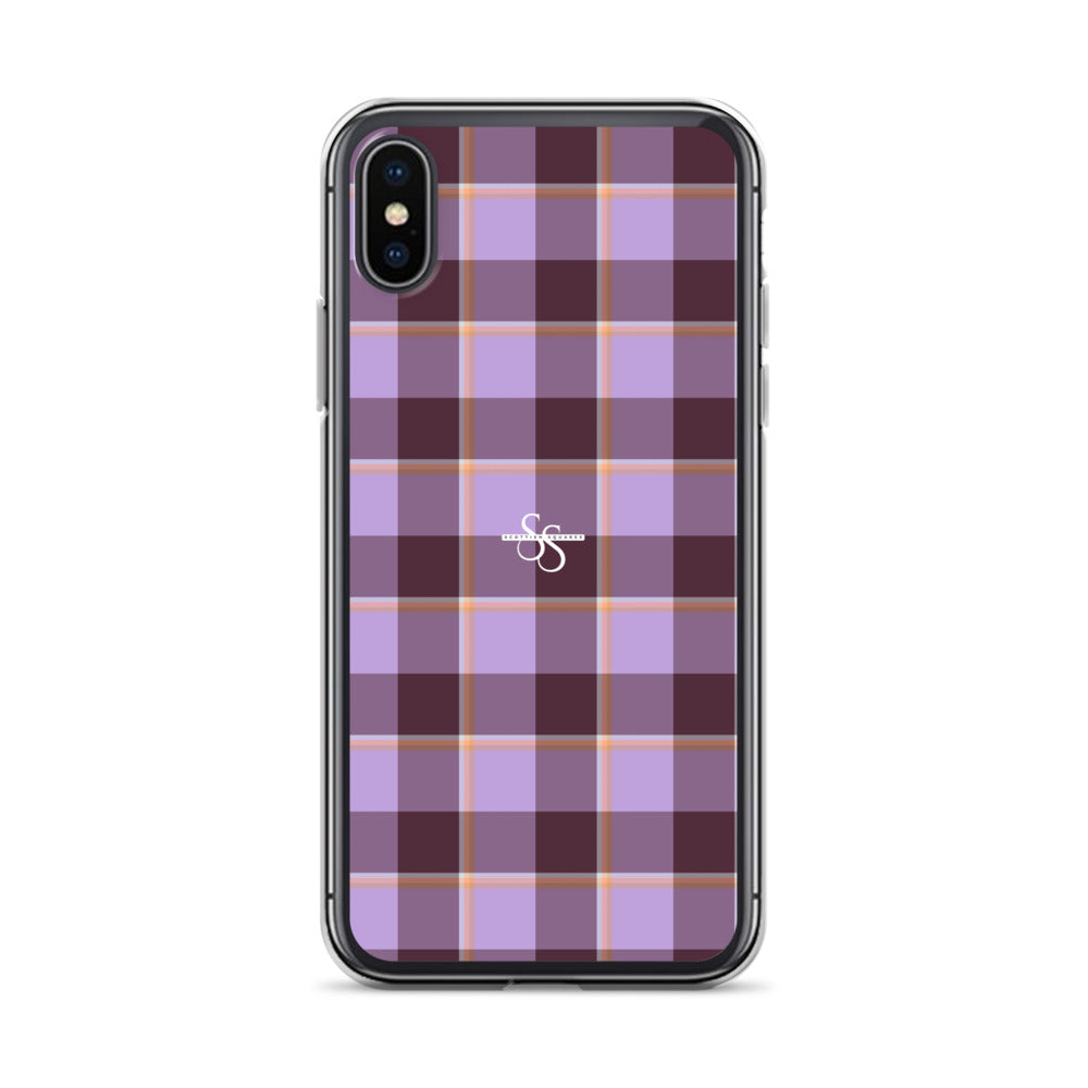 Clear Case for iPhone Light Wisteria and Livid Brown Plaid iPhone X XS - Scottish Squares