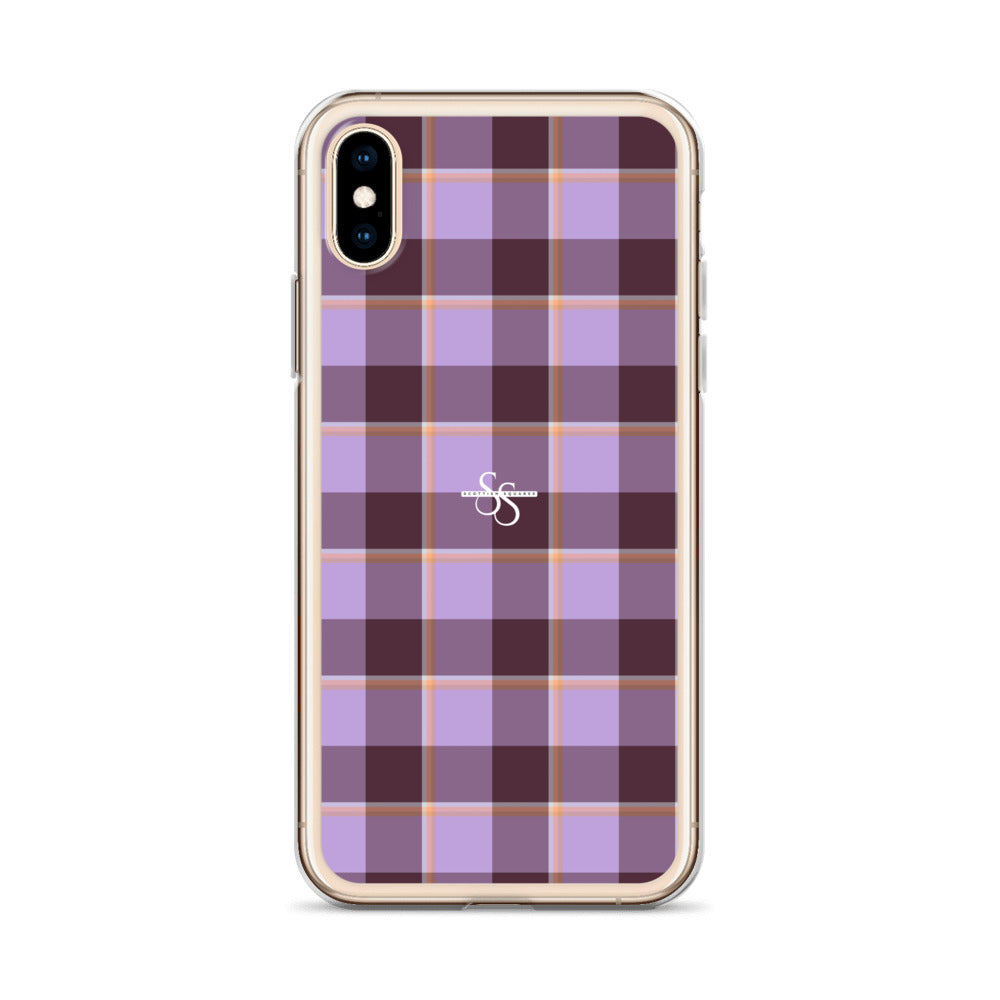 Clear Case for iPhone Light Wisteria and Livid Brown Plaid - Scottish Squares